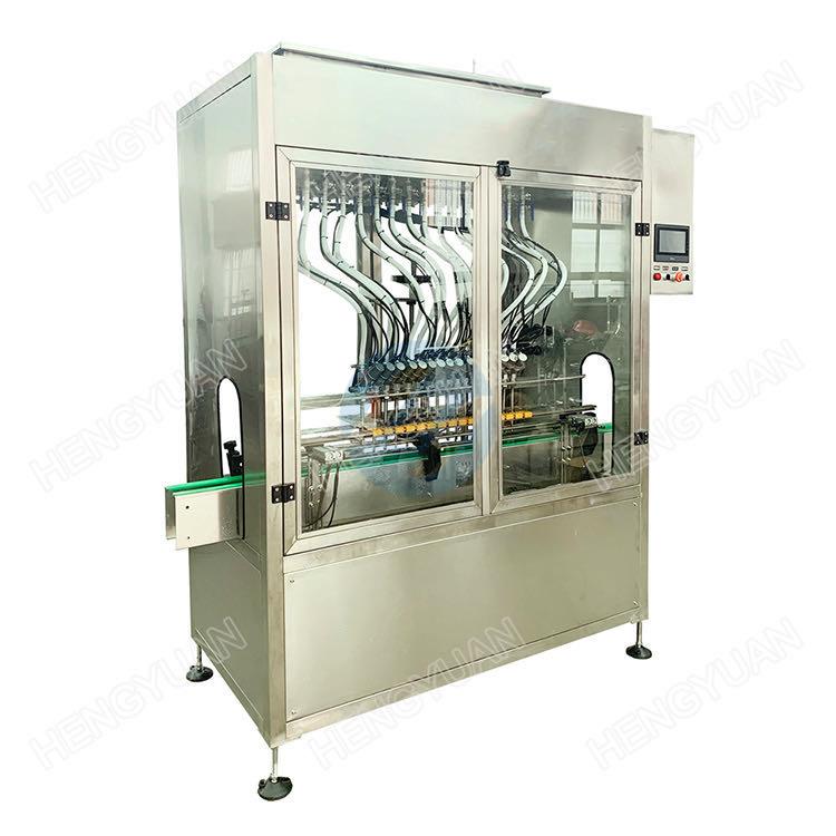 Automatic linear structure gravity liquid filling machine