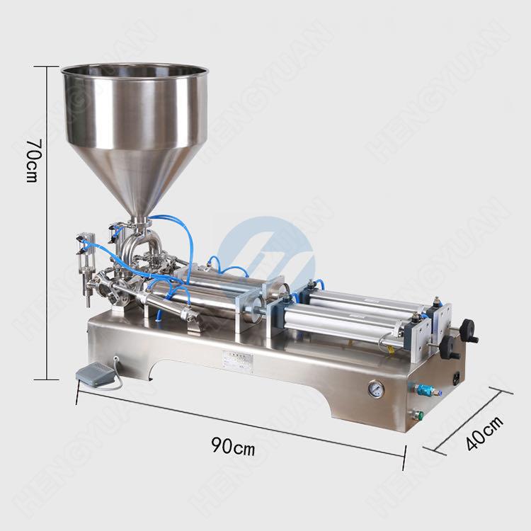 Semi-automatic Desktop Pneumatic Piston Cylinder Two-heads Filling Machine size