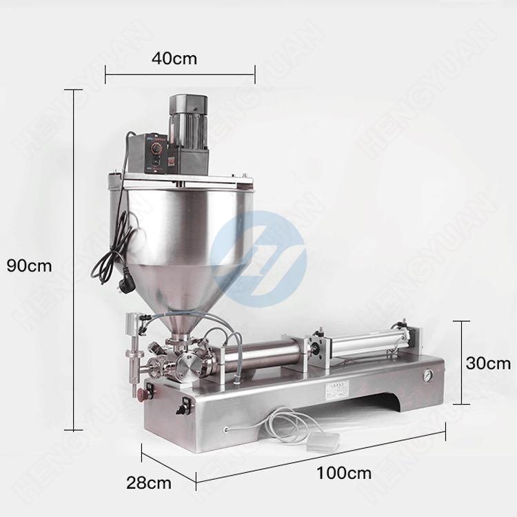 Semi-automatic Pneumatic Piston Single-head Mixed Sauce / Paste Filling Machine size