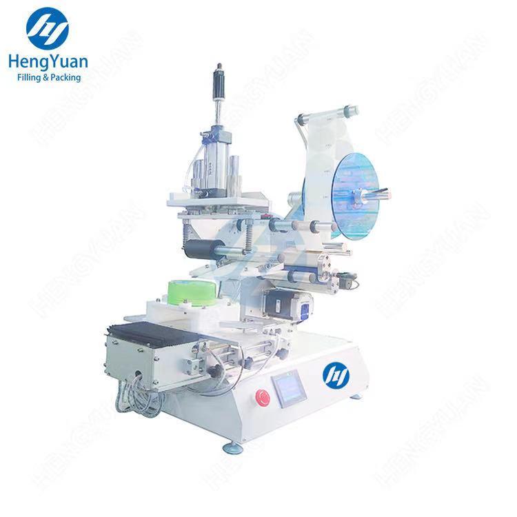 semi automatic flat bottle top side labeling machine