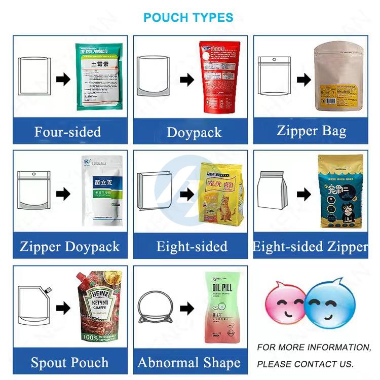 Automatic rotary packing machine pouch types