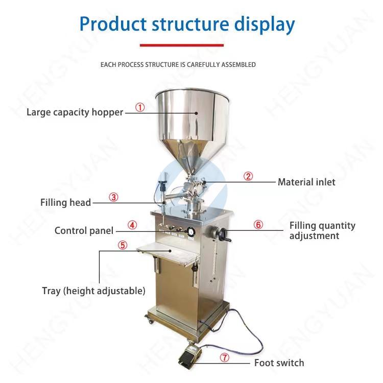 HYSP1-PS Semi-automatic Single-head Facial Cream Pneumatic Piston Filler