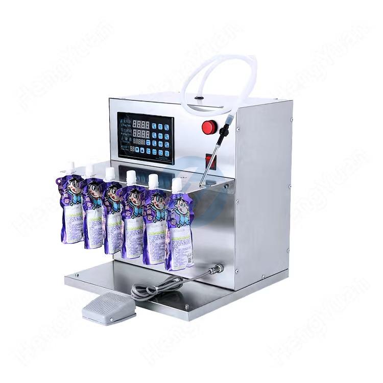 Semi-automatic Six Heads Juice Spout Pouch Liquid Filler