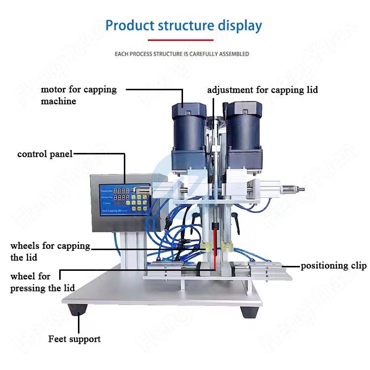 Desktop 4 Wheels Plastic Jar Clamping Screwing Capping Machine