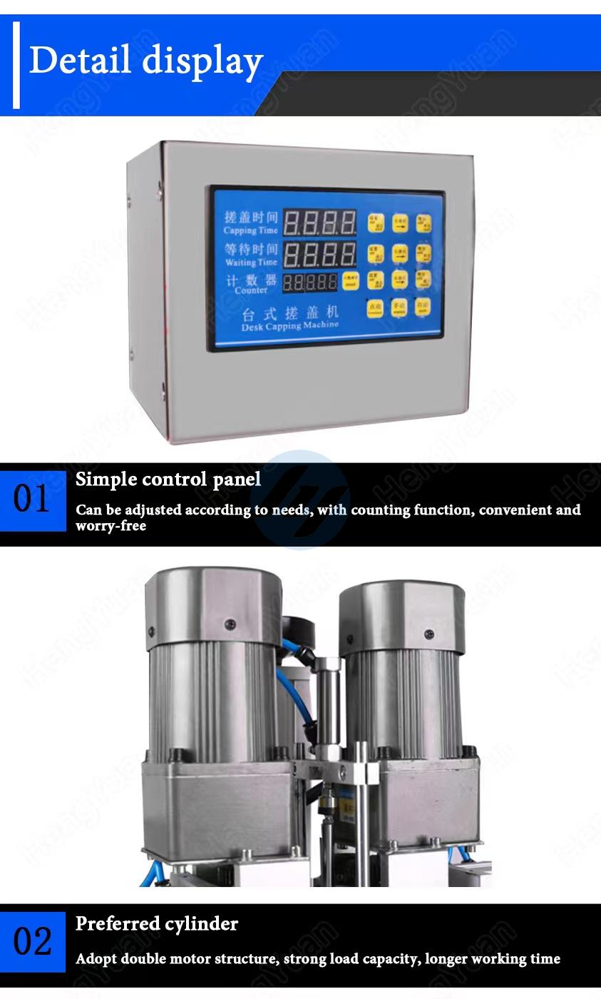 Table Top Four Wheels Clamping Bottle and Lid Screwing Capping Machine