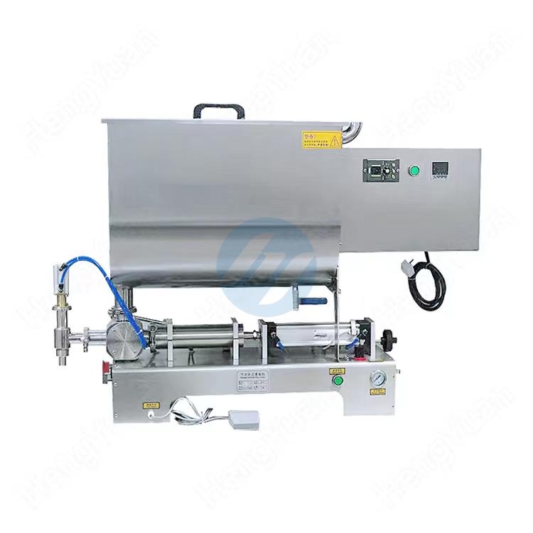 HYSP1-PU-1000H Desktop U Shape Hopper Mixing Heating Pneumatic Piston Chili Sauce Filling Machine