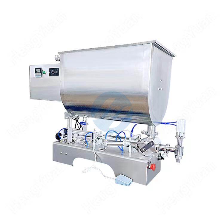 Desktop U Shape Hopper Mixing Heating Pneumatic Piston Sauce Filling Machine