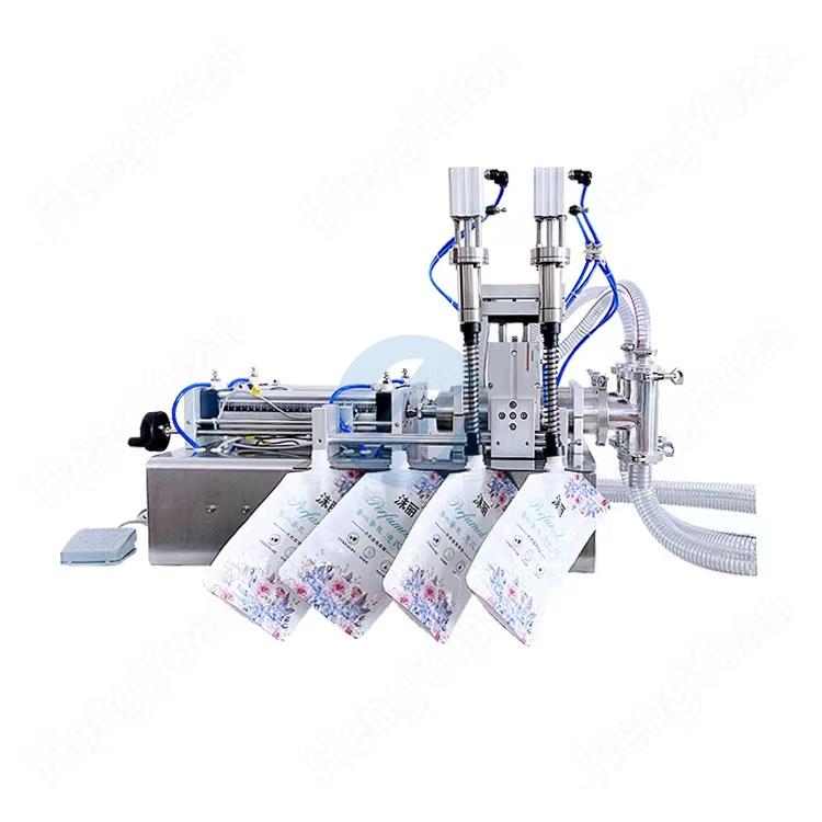 Semi-automatic spout pouch pneumatic piston filling machine