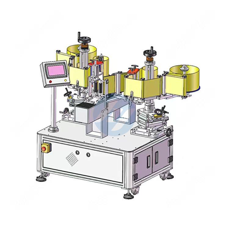 Semi-automatic double-sided sticker label applicator