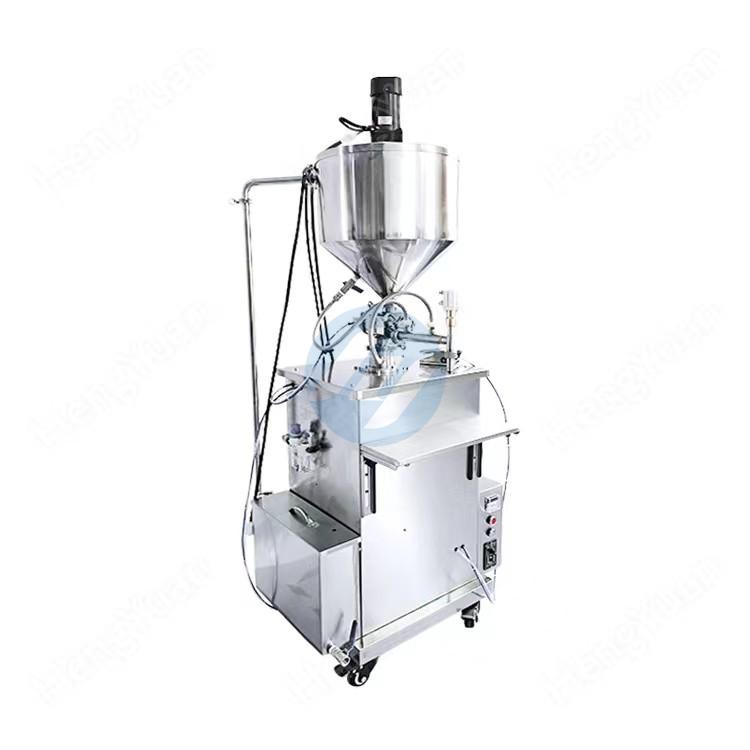 HYSP1-PSMH Semi-automatic Floor Standing Type Pneumatic Piston Dosing Liquid Filling Machine with Mixing and Heating Hopper